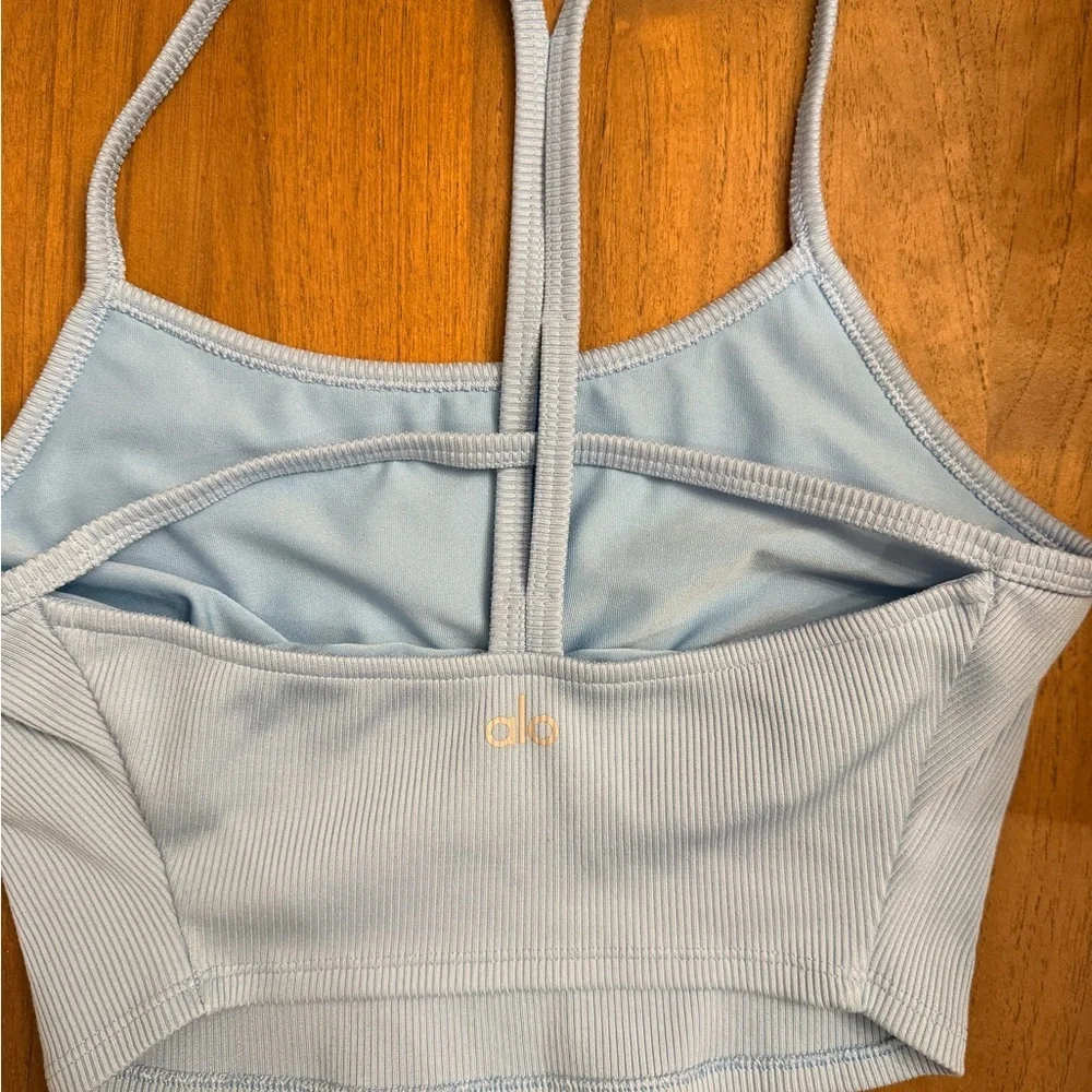 ALO Light Blue Ribbed Tank Top Small